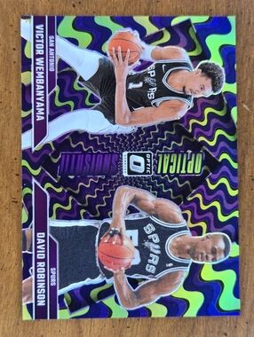 Wemby And David Robinson Purple & Green Optical Illusion Basketball Insert Card